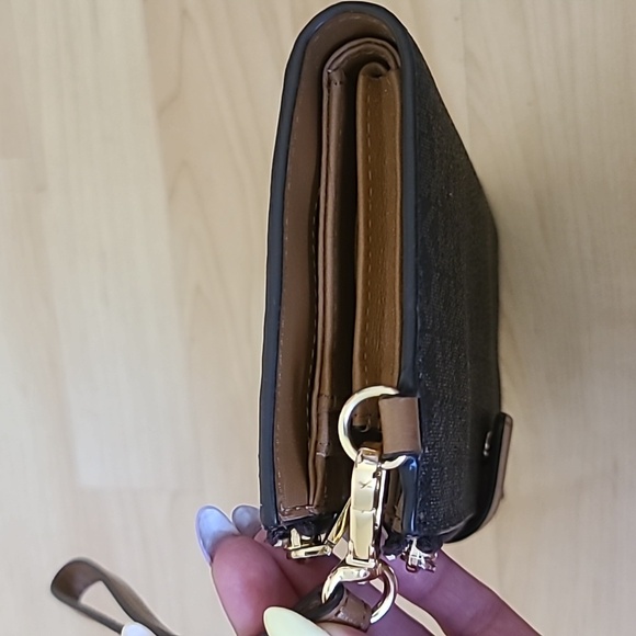 NWOT Michael Kors Jet Set Signature MK Logo Brown Double Zip Wristlet/Wallet - Picture 5 of 11